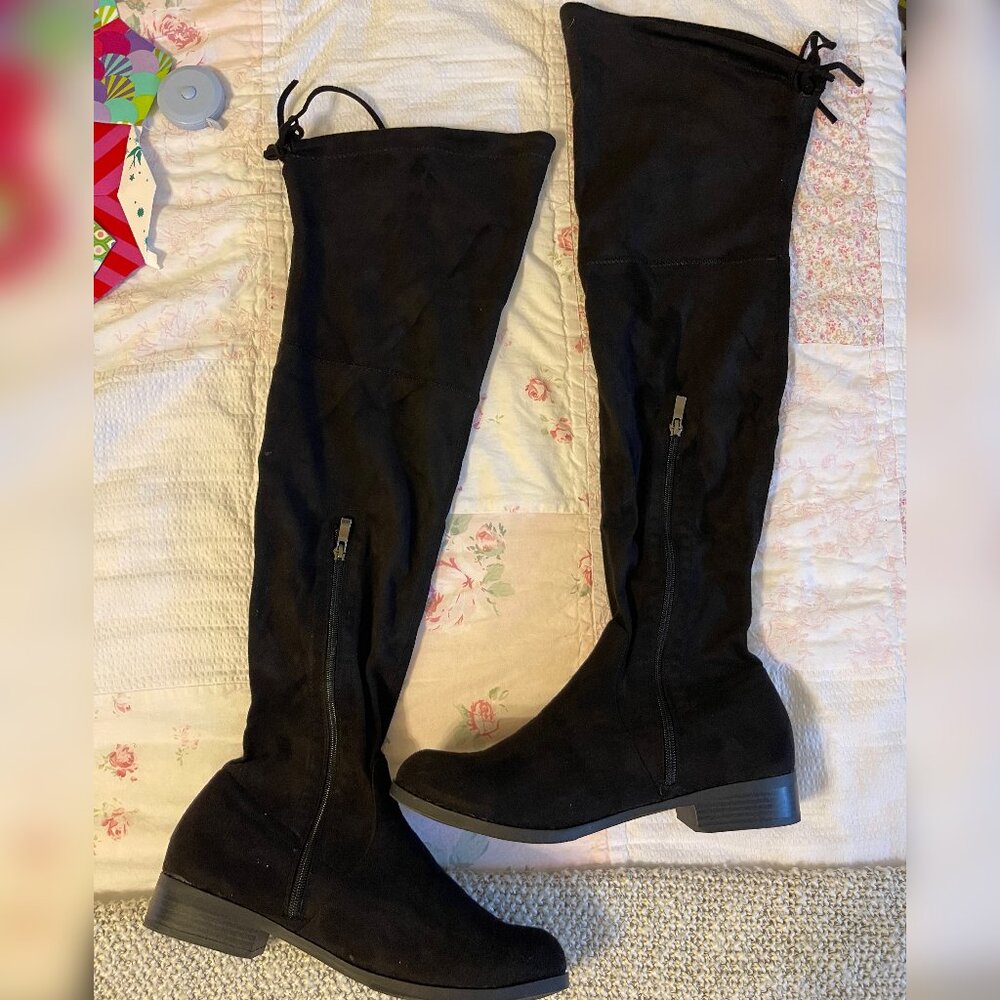 Black Over knee tall slouch boots  Women's Sz 10